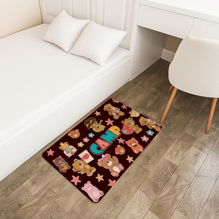 Custom Camp Floor Mat with Teddy Bear Design – Kids’ Soft Rug for Summer Camp, Bunks & Dorms