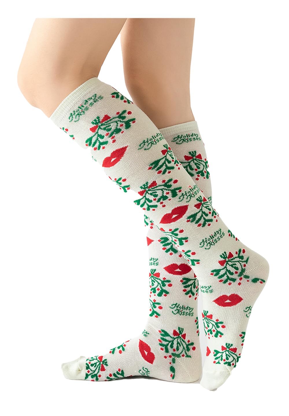 12 Pair, Knee High Holiday X-Mas Socks, 12 Different Designs, Christmas Size 9-11