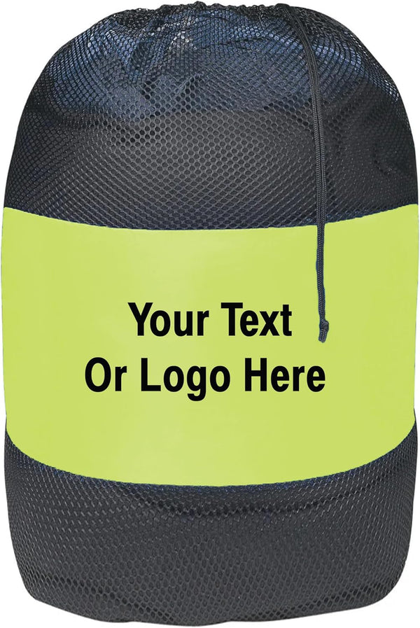 Personalized Nylon Mesh Laundry Bag – Custom Camp & Travel Laundry Solution (Neon Yellow)