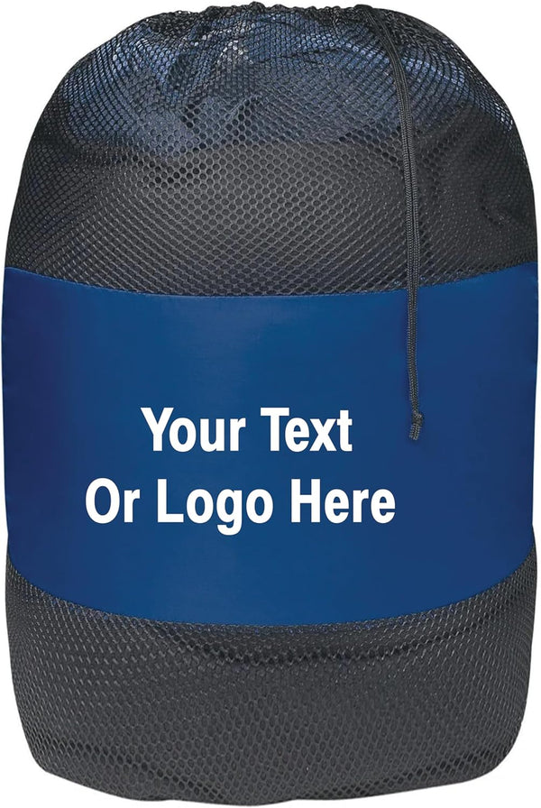 Personalized Nylon Mesh Laundry Bag – Custom Camp & Travel Laundry Solution (Royal Blue)