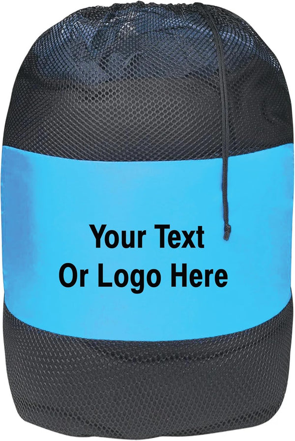 Personalized Nylon Mesh Laundry Bag – Custom Camp & Travel Laundry Solution (Aqua)