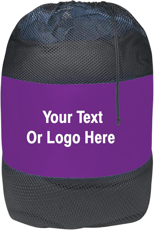 Personalized Nylon Mesh Laundry Bag – Custom Camp & Travel Laundry Solution (Purple)