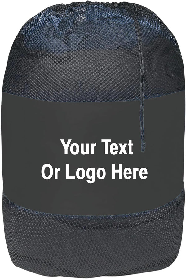 Personalized Nylon Mesh Laundry Bag – Custom Camp & Travel Laundry Solution (Black)