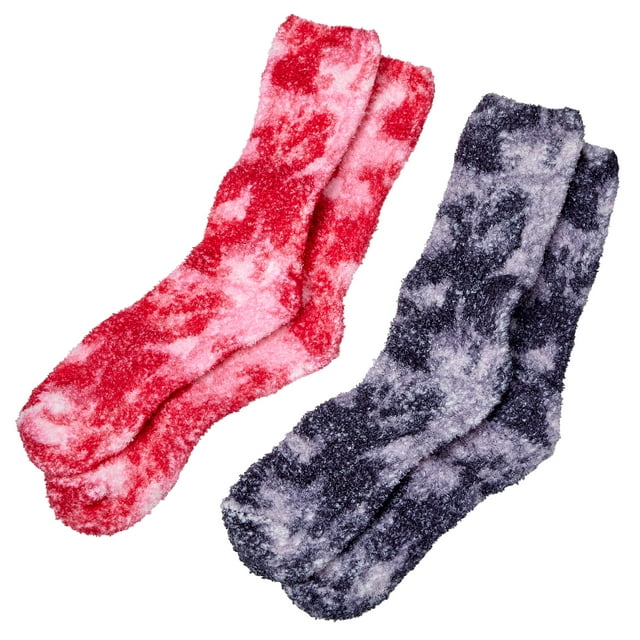 Gilbin 2 Pair Women Tie Dye Fuzzy Socks Warm Super Soft Plush Slipper Sock Casual Home Sleeping Cozy Crew Socks