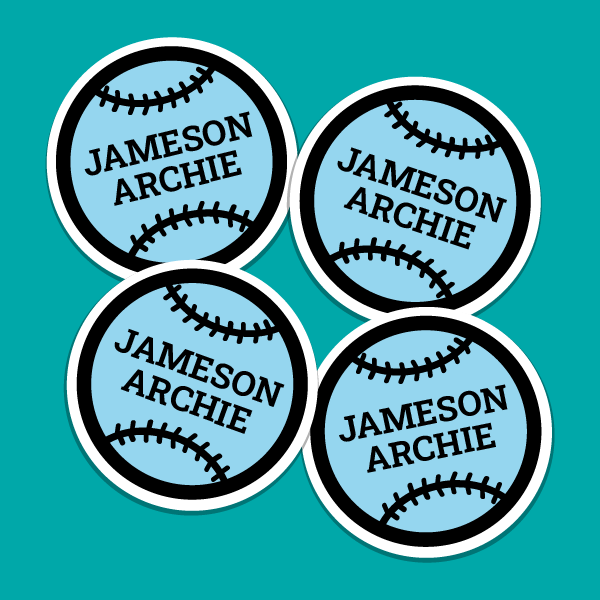 Baseball Die-Cut Labels – Personalized Waterproof Name Stickers