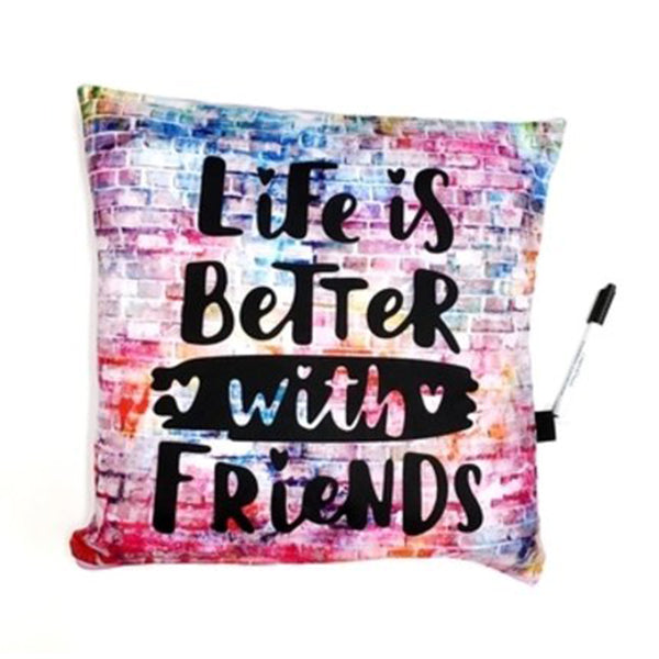 Autograph Pillows Camp Bunk Kids A Great Pre-Camp Gift for Boys Or Girls Rainbow Brick Wall with Life is Better Autograph Pillow