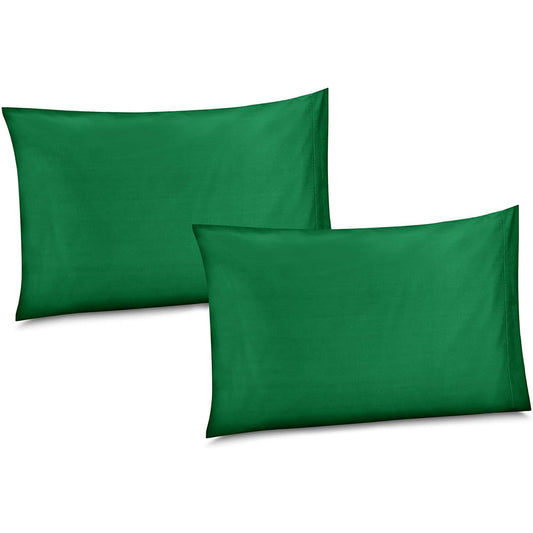 100% Cotton/Percale 210 Thread Count Pillow Cases Set of 2 Soft Kelly Green Cotton Pillow Cover for Sleeping-Bedroom Pillowcases
