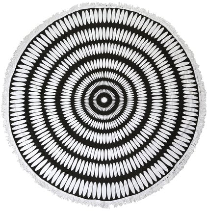 Round Beach Towel and Throw Black and White