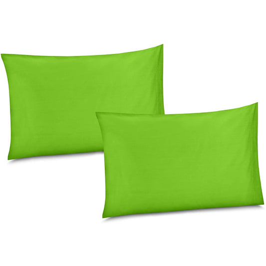 100% Cotton/Percale 210 Thread Count Pillow Cases Set of 2 Soft Neon Green Cotton Pillow Cover for Sleeping-Bedroom Pillowcases