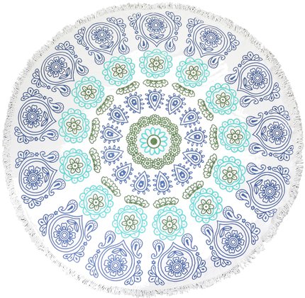 Round Beach Towel and Throw Blue Flower