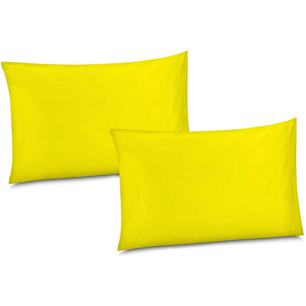 100% Cotton/Percale 210 Thread Count Pillow Cases Set of 2 Standard Soft Yellow Home Cotton Pillow Cover for Sleeping-Bedroom Pillowcases
