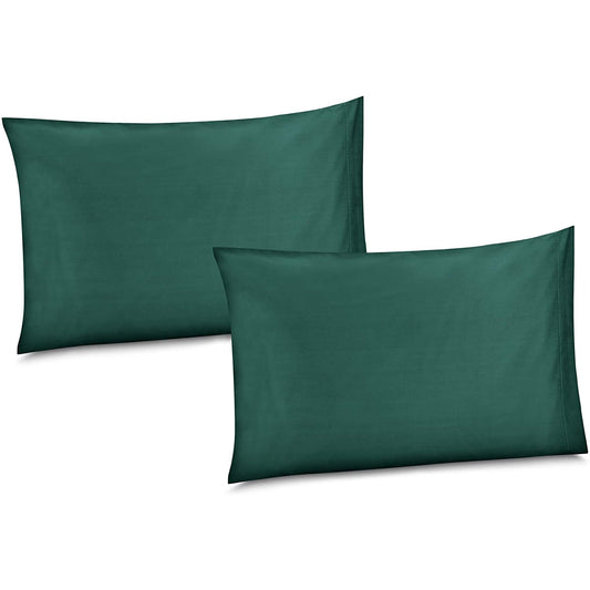 100% Cotton/Percale 210 Thread Count Pillow Cases Set of 2 Soft Forest Green Cotton Pillow Cover for Sleeping-Bedroom Pillowcases
