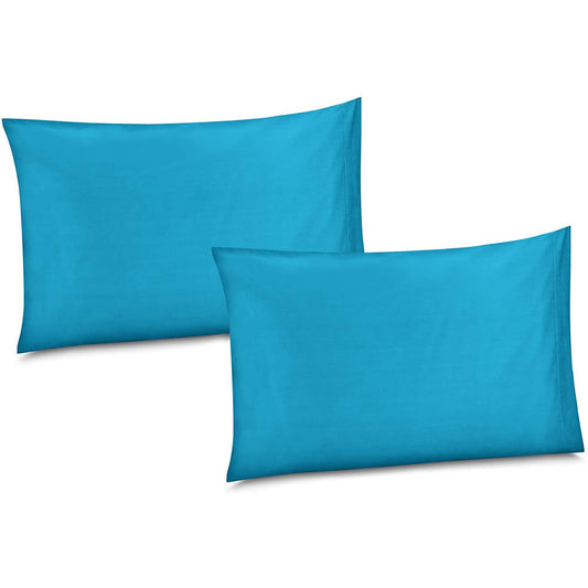100% Cotton/Percale 210 Thread Count Pillow Cases Set of 2 Soft Turquoise Cotton Pillow Cover for Sleeping-Bedroom Pillowcases