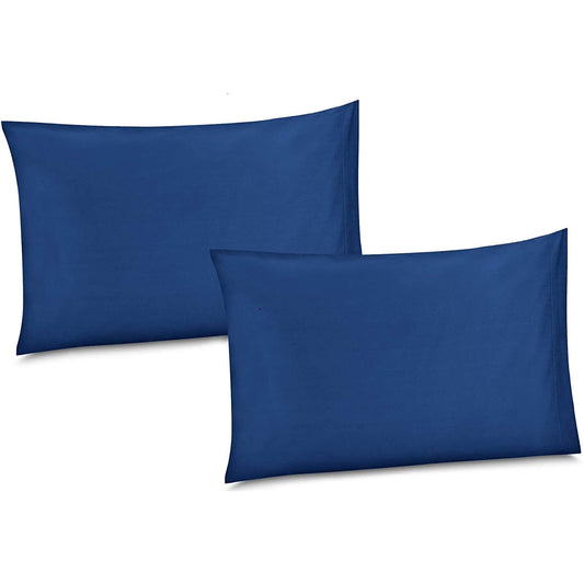 100% Cotton/Percale 210 Thread Count Pillow Cases Set of 2 Soft Navy Cotton Pillow Cover for Sleeping-Bedroom Pillowcases