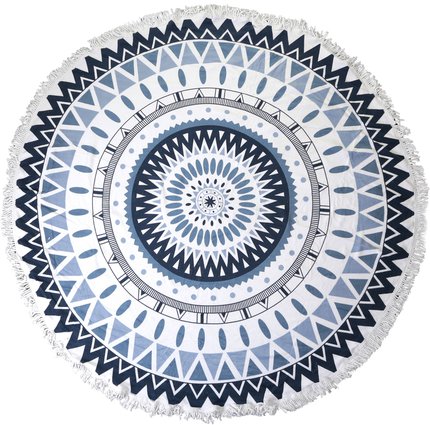 Round Beach Towel and Throw Navy and White