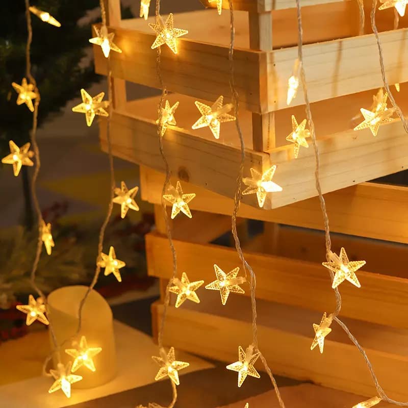 Gilbin 100 LED Star String Lights, Multicolor Plug in Fairy String Lights Waterproof, Extendable for Indoor, Outdoor, Wedding Party, Christmas Tree, New Year, Garden Decoration (White)