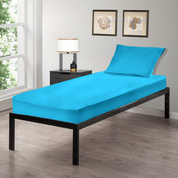 Gilbins 30" x 75" Cot Size 2-Piece Bed Sheet Set, Made of Ultra Soft Cotton, Perfect for Camp Bunk Beds/RVs/Guest Beds (Turquoise)