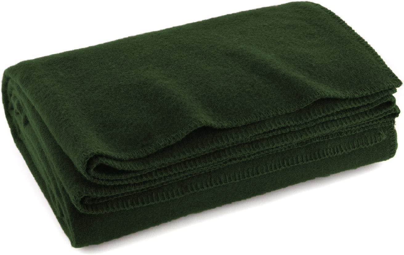 Super Soft and Thick Warm Wool Washable Throw Blanket 66" x 84" inches Forest Green