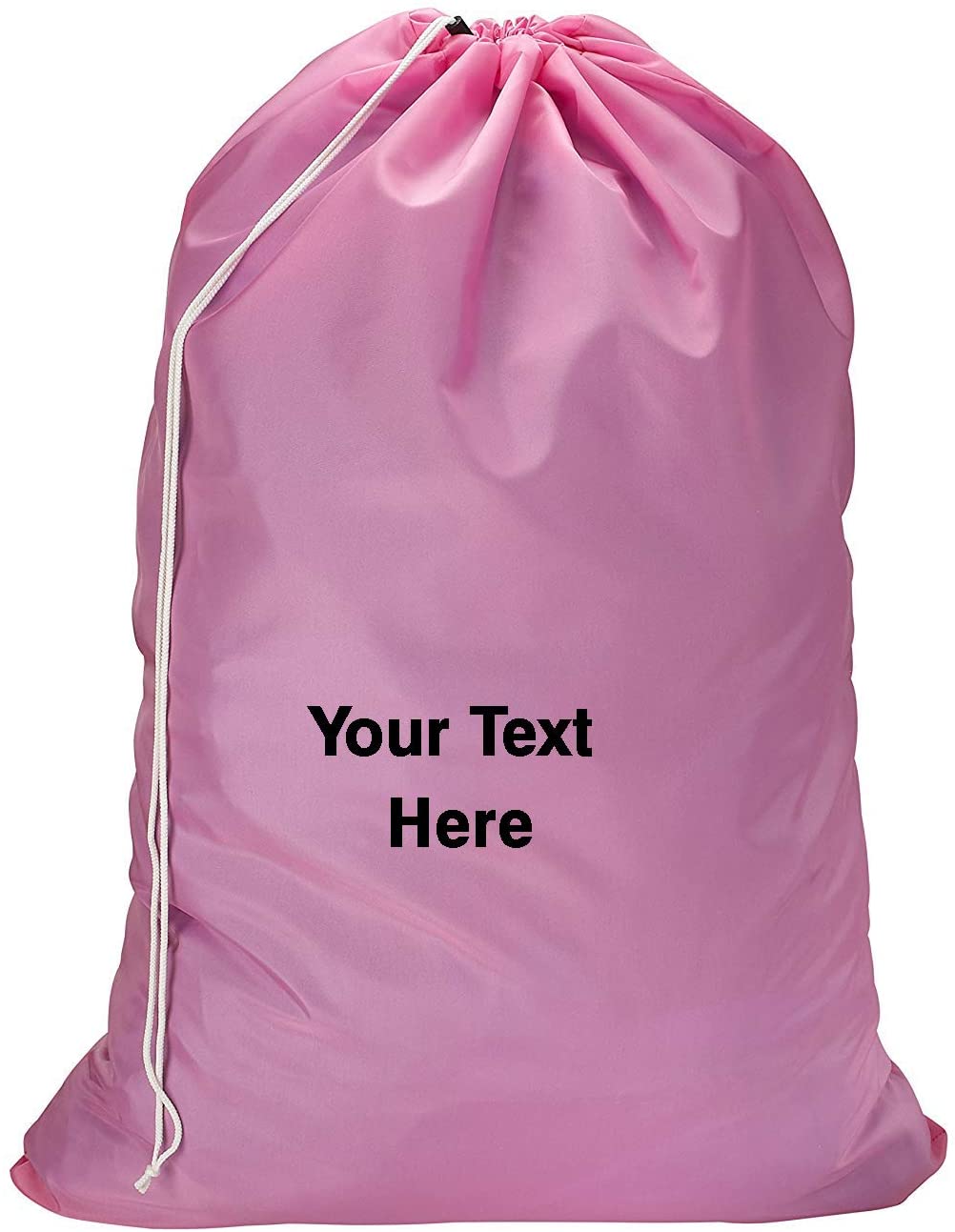 Personalized Nylon Laundry Bag - Locking Drawstring Closure and Machine Washable Pink