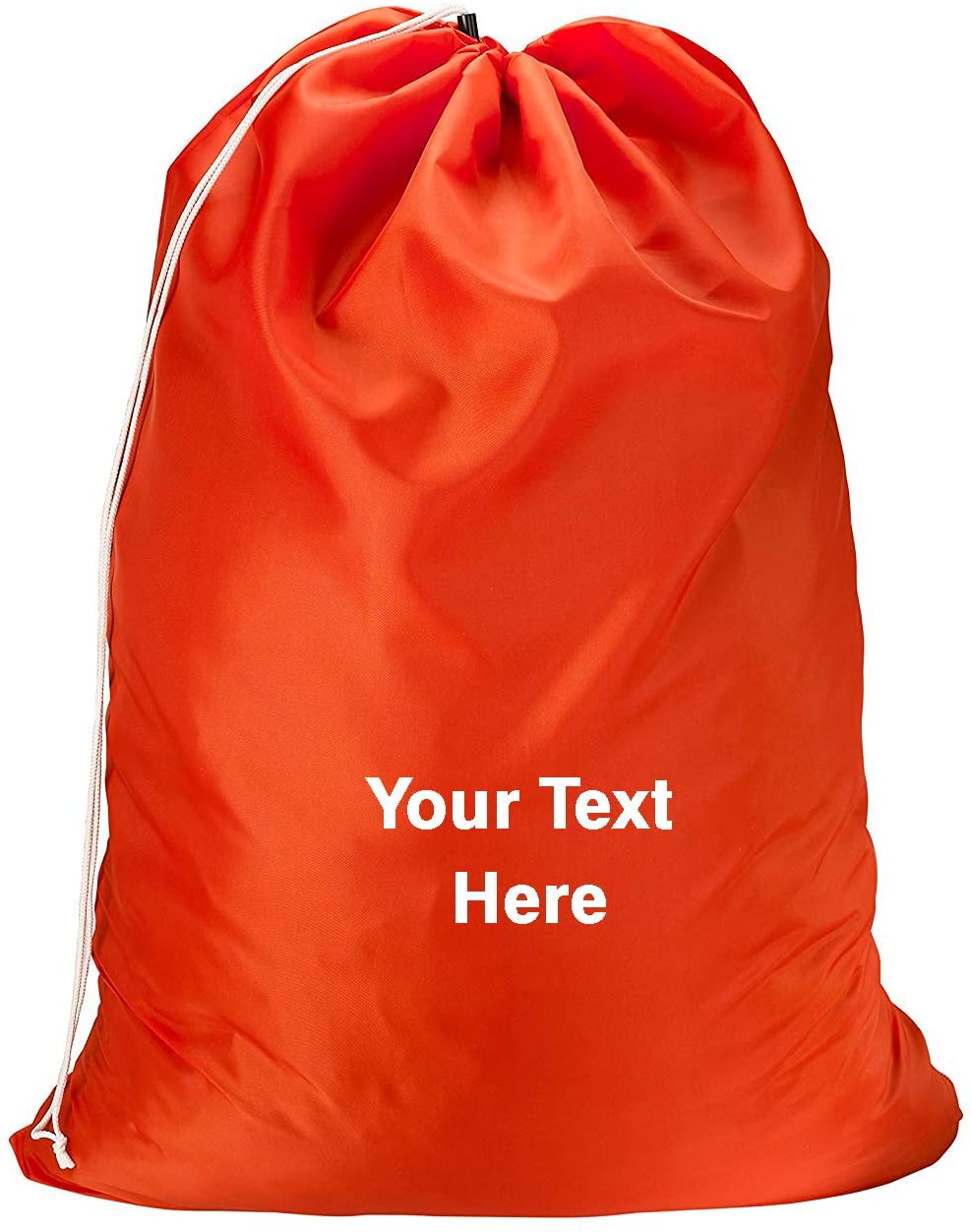 Personalized Nylon Laundry Bag - Locking Drawstring Closure and Machine Washable Orange