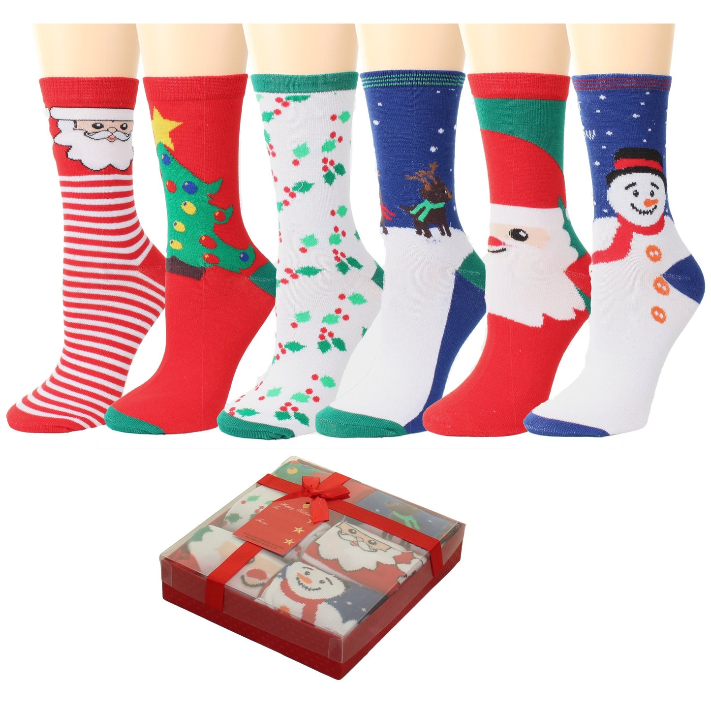 Gilbin 6 Pack Women Cute Festive Christmas Socks Christmas Gifts, Xmas Holiday Socks