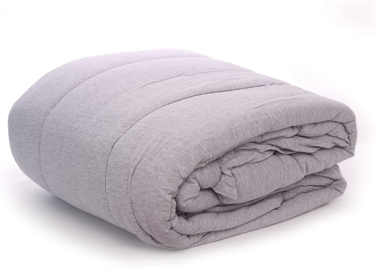 100% Cotton Jersey Knit Comforter Twin Size (Gray)