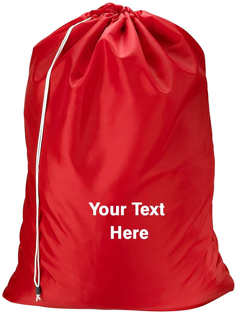 Personalized Nylon Laundry Bag - Locking Drawstring Closure and Machine Washable Red