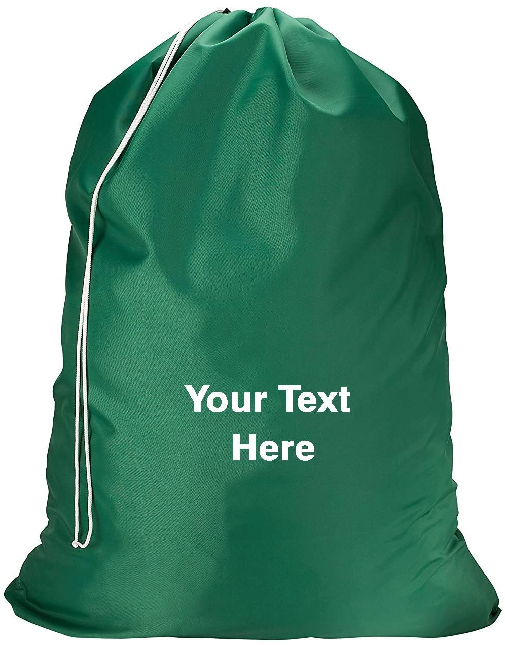 Personalized Nylon Laundry Bag - Locking Drawstring Closure and Machine Washable Green