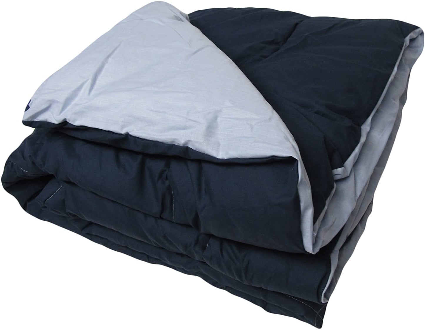 Percale Covered Comforter, Twin Size, Navy - Light Blue Reversible. Non-Allergenic, Great for Camp.