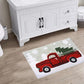 Christmas Holiday Decor Square Pick Up Truck with Christmas Tree Water Absorbent Bathroom Vanity Bath Rug 20x30, 100% Cotton Bath Spa Mat Accent Rug Machine Washable