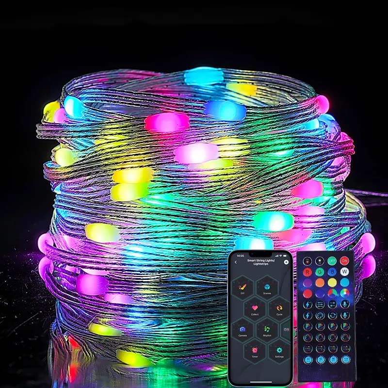 Gilbin Fairy String Lights USB Plug in: 50Ft 100LEDs Smart Christmas Lights Bluetooth APP & Remote Control, Music Sync, Fairy Lights Color Changing Rope Lights for Bedroom Indoor Outdoor Xmas Tree Dec