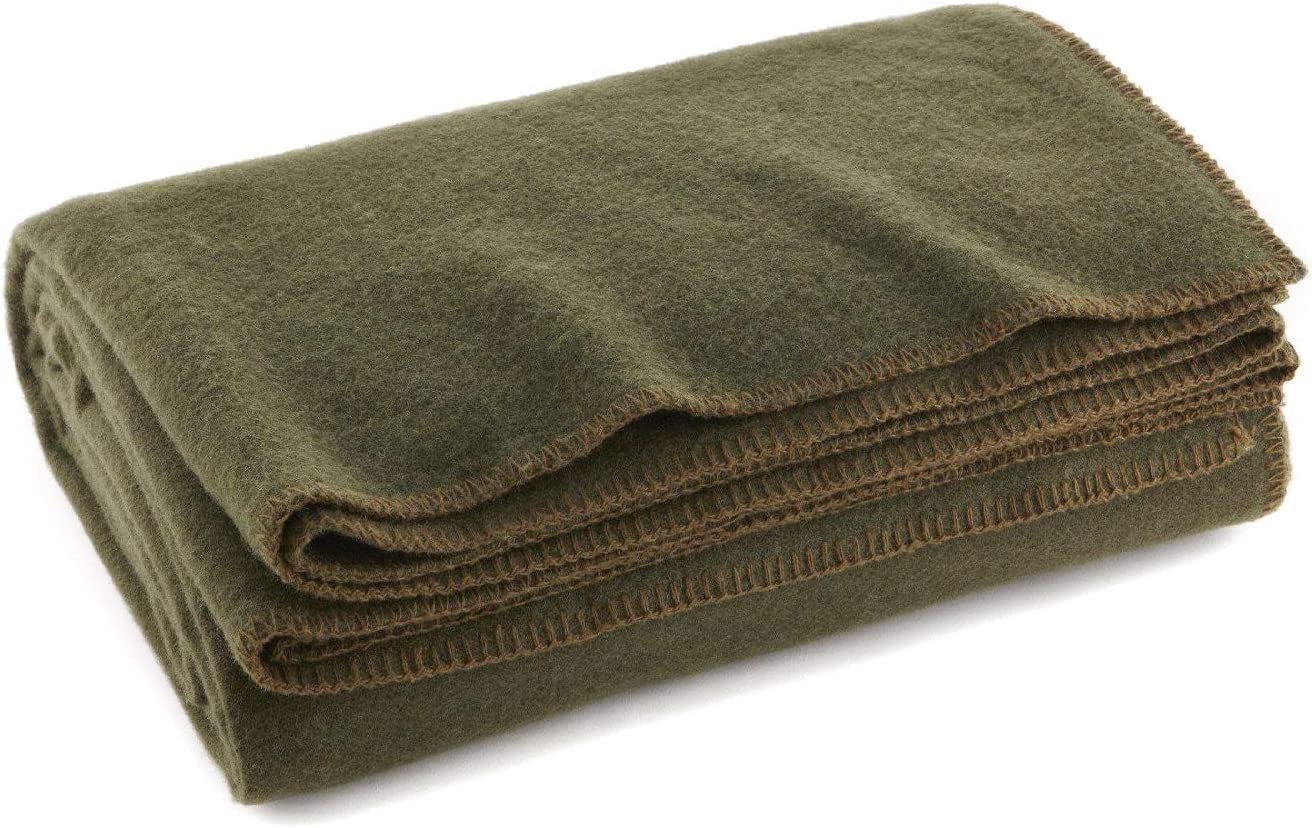 Super Soft and Thick Warm Wool Washable Throw Blanket 66" x 84" inches Olive Green