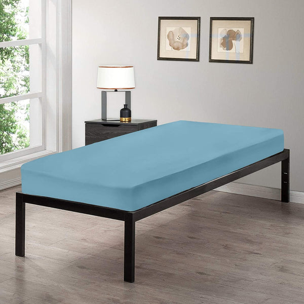Gilbins Cot Size 30" x 75" Fitted Sheet, Made of Cotton, Perfect for Camp Bunk Beds / RVs / Guest Beds Blue