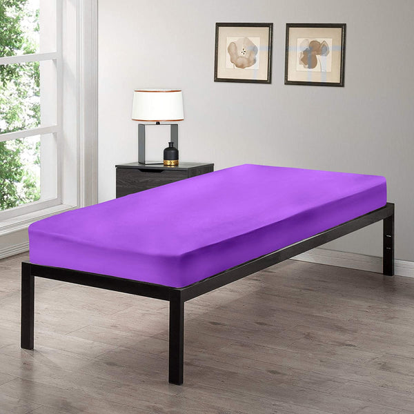 Gilbins Cot Size 30" x 75" Fitted Sheet, Made of Ultra Soft Cotton, Perfect for Camp Bunk Beds / RVs / Guest Beds Purple