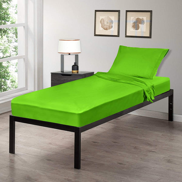 Gilbins 30" x 75" Cot Size 3-Piece Bed Sheet Set, Made of Ultra Soft Cotton, Perfect for Camp Bunk Beds/RVs/Guest Beds Neon Green