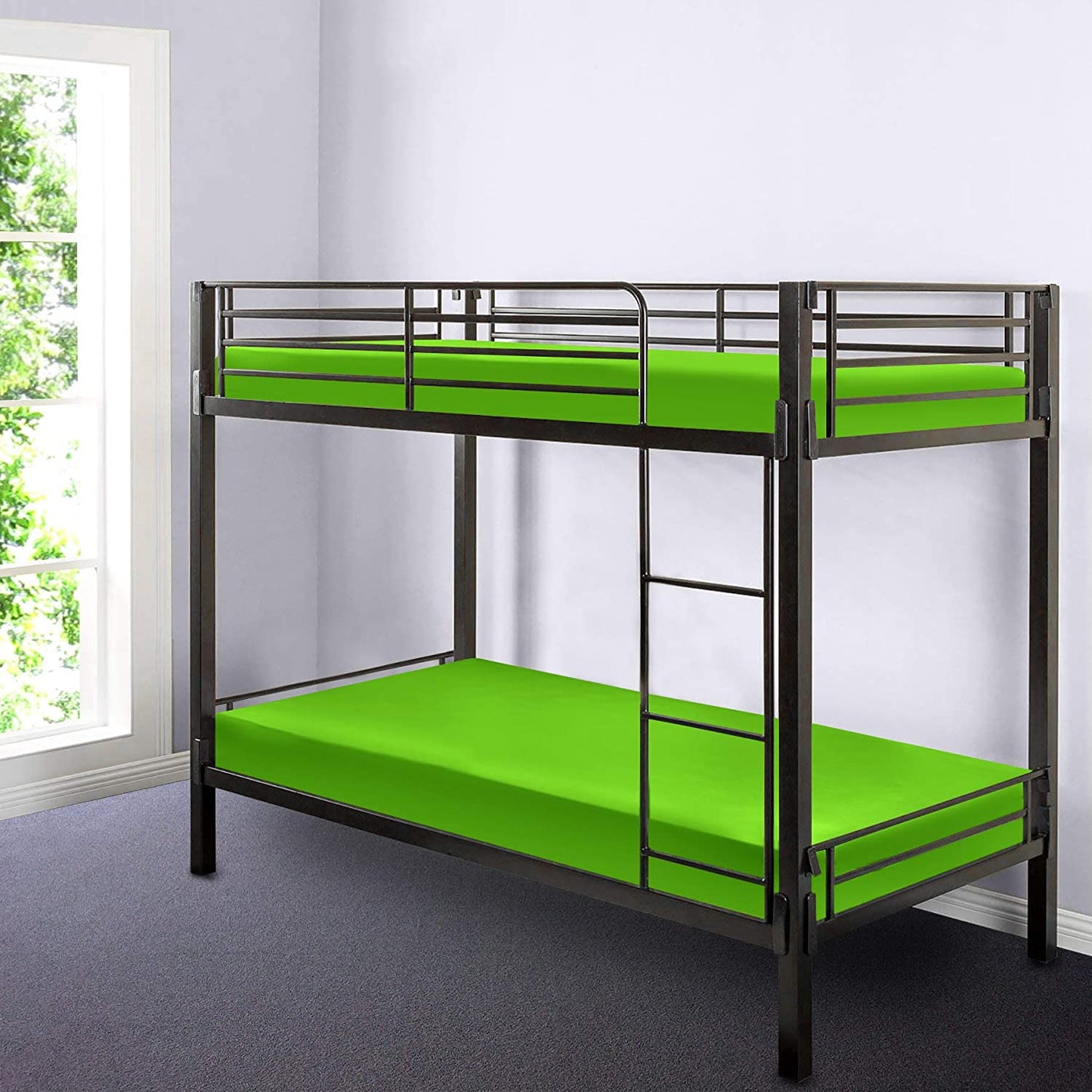 Gilbins Cot Size 30" x 75" Fitted Sheet, Made of Ultra Soft Cotton, Perfect for Camp Bunk Beds / RVs / Guest Beds Neon Green