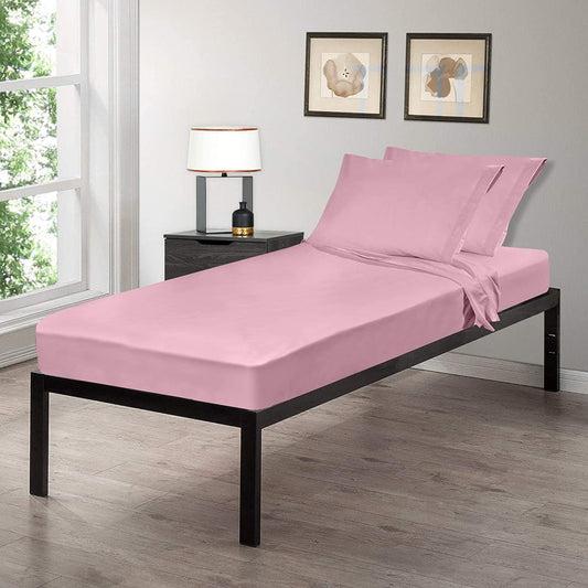 Cot Size 30" x 75"x8 Sheet Set 4 Piece Fitted Flat 2 Pillowcases, Made of Cotton, Perfect for Camp Bunk Beds / RVs / Guest Beds Pink