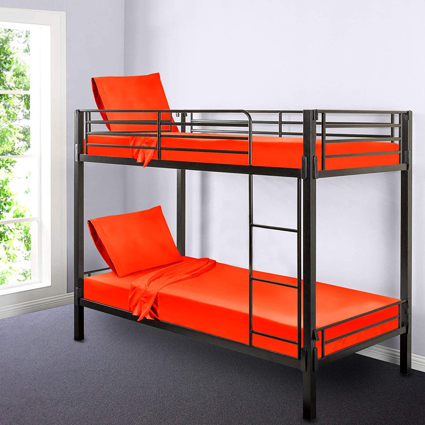 Gilbins 30" x 75" Cot Size 3-Piece Bed Sheet Set, Made of Ultra Soft Cotton, Perfect for Camp Bunk Beds/RVs/Guest Beds Orange