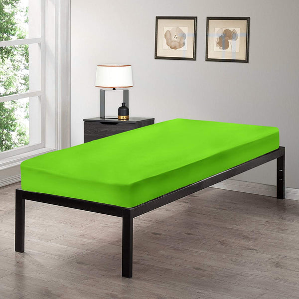 Gilbins Cot Size 30" x 75" Fitted Sheet, Made of Ultra Soft Cotton, Perfect for Camp Bunk Beds / RVs / Guest Beds Neon Green