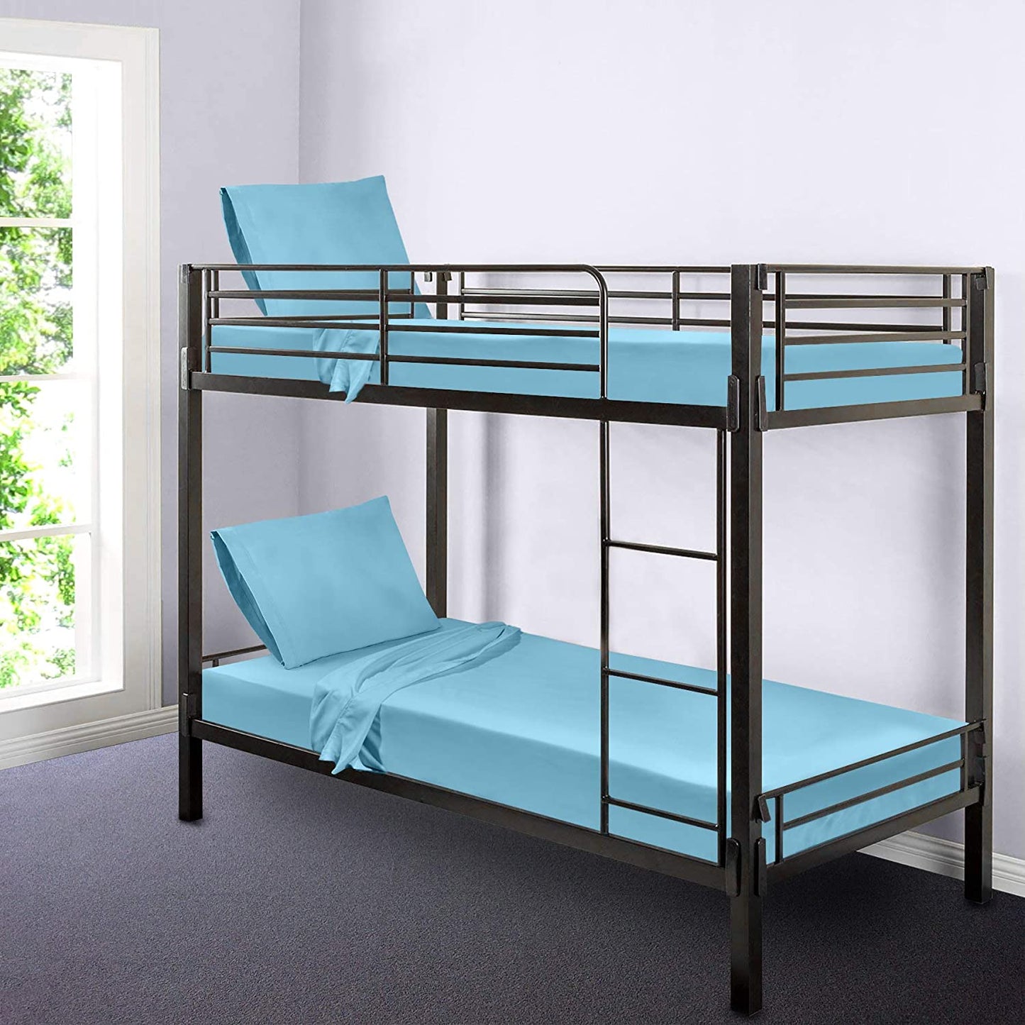 Gilbins 30" x 75" Cot Size 3-Piece Bed Sheet Set, Made of Ultra Soft Cotton, Perfect for Camp Bunk Beds/RVs/Guest Beds Blue