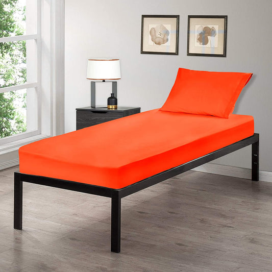 Gilbins 30" x 75" Cot Size 2-Piece Bed Sheet Set, Made of Ultra Soft Cotton, Perfect for Camp Bunk Beds/RVs/Guest Beds (Orange)