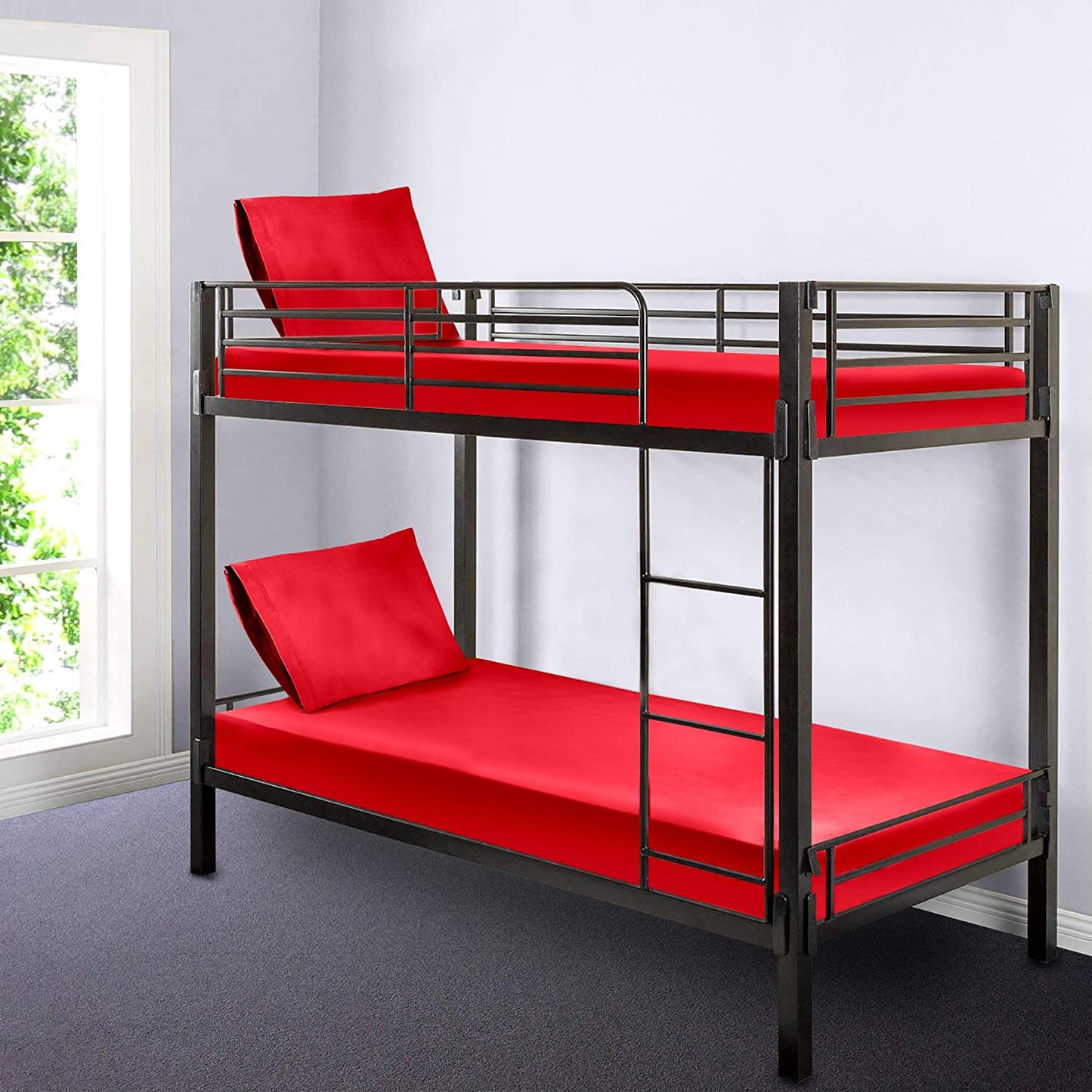 Gilbins 30" x 75" Cot Size 2-Piece Bed Sheet Set, Made of Ultra Soft Cotton, Perfect for Camp Bunk Beds/RVs/Guest Beds (Red)