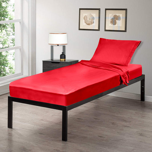 Gilbins 30" x 75" Cot Size 3-Piece Bed Sheet Set, Made of Ultra Soft Cotton, Perfect for Camp Bunk Beds/RVs/Guest Beds Red