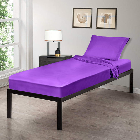 Gilbins 30" x 75" Cot Size 3-Piece Bed Sheet Set, Made of Ultra Soft Cotton, Perfect for Camp Bunk Beds/RVs/Guest Beds Purple