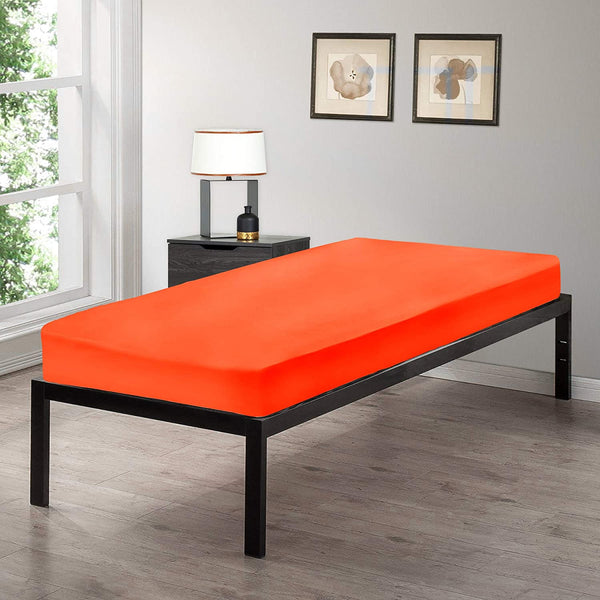 Gilbins Cot Size 30" x 75" Fitted Sheet, Made of Ultra Soft Cotton, Perfect for Camp Bunk Beds / RVs / Guest Beds Orange