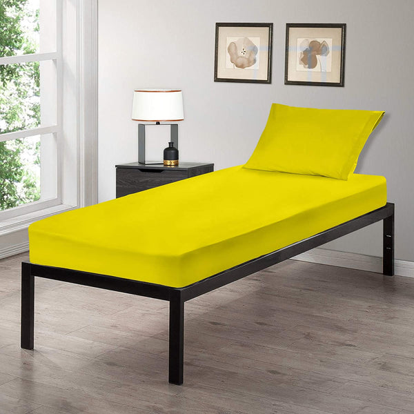 Gilbins 30" x 75" Cot Size 2-Piece Bed Sheet Set, Made of Ultra Soft Cotton, Perfect for Camp Bunk Beds/RVs/Guest Beds (Yellow)