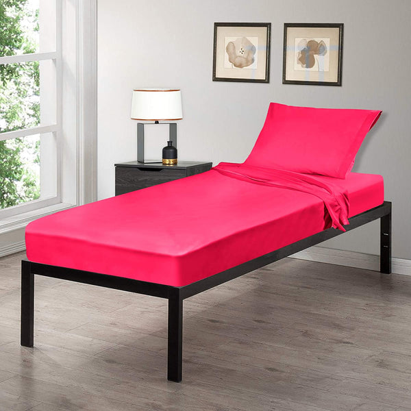 Gilbins 30" x 75" Cot Size 3-Piece Bed Sheet Set, Made of Ultra Soft Cotton, Perfect for Camp Bunk Beds/RVs/Guest Beds Hot Pink