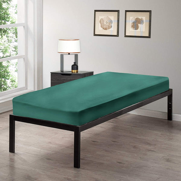 Gilbins Cot Size 30" x 75" Fitted Sheet, Made of Ultra Soft Cotton, Perfect for Camp Bunk Beds / RVs / Guest Beds Green