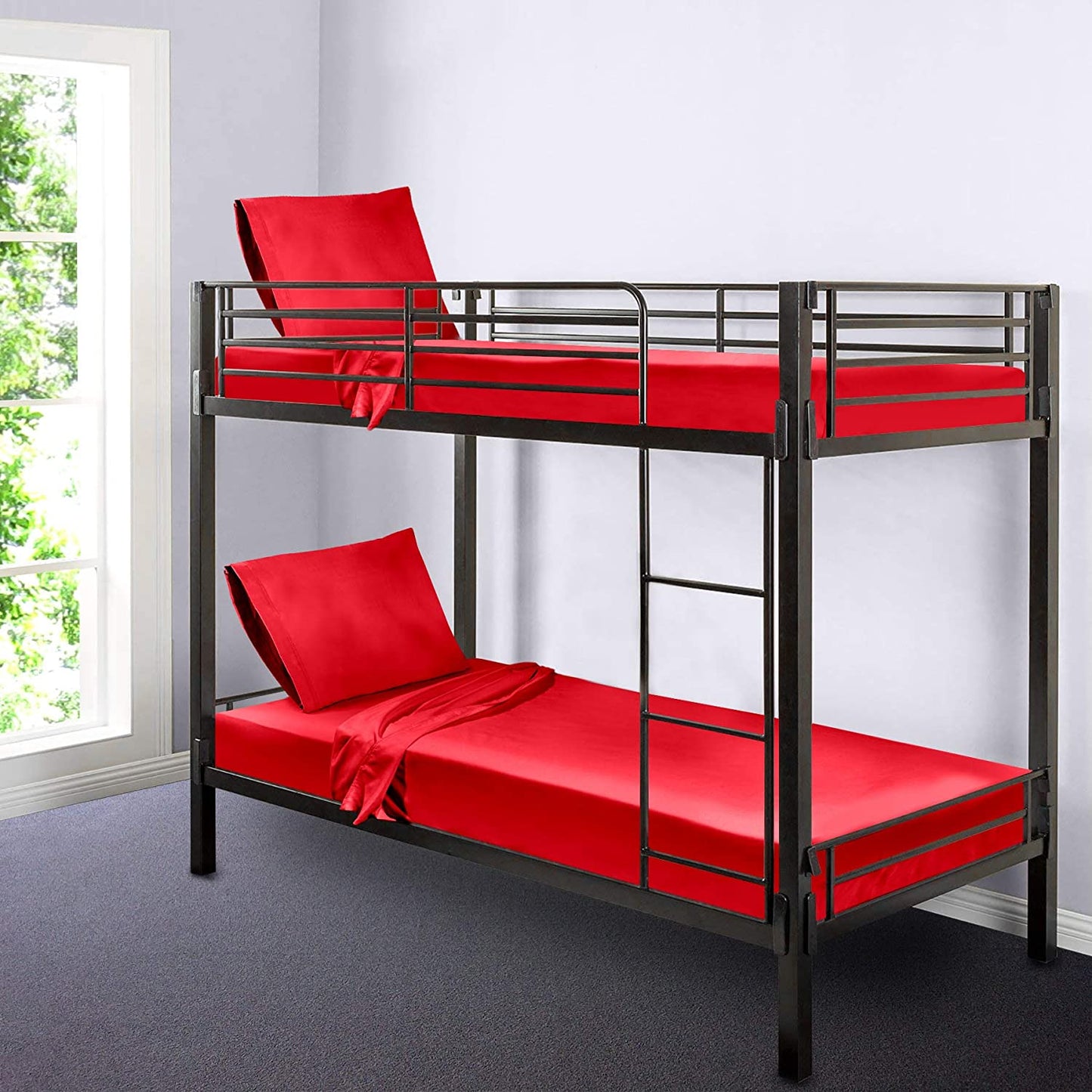 Gilbins 30" x 75" Cot Size 3-Piece Bed Sheet Set, Made of Ultra Soft Cotton, Perfect for Camp Bunk Beds/RVs/Guest Beds Red