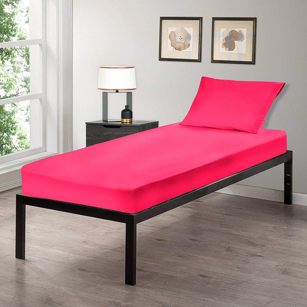 Gilbins 30" x 75" Cot Size 2-Piece Bed Sheet Set, Made of Ultra Soft Cotton, Perfect for Camp Bunk Beds/RVs/Guest Beds (Hot Pink)